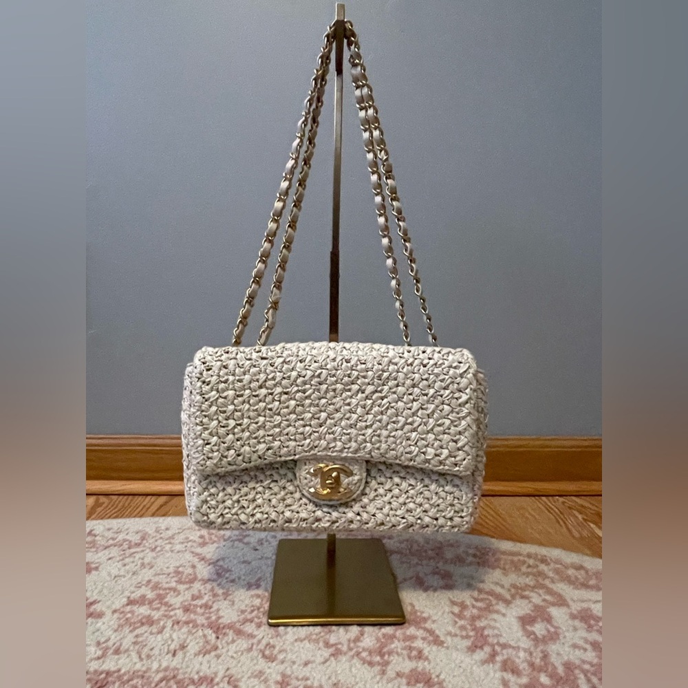Chanel 18C Raffia Straw Classic Flap Bag